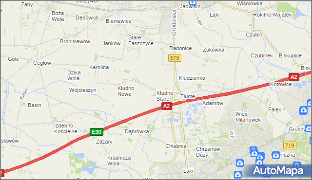 mapa Kłudno Stare, Kłudno Stare na mapie Targeo
