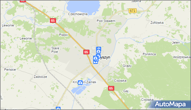 mapa Knyszyn powiat moniecki, Knyszyn powiat moniecki na mapie Targeo