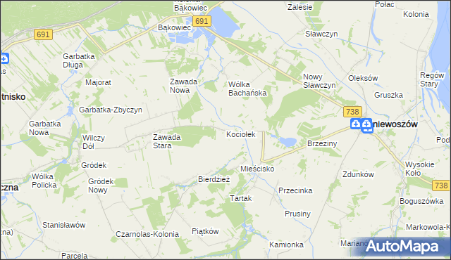 mapa Kociołek gmina Gniewoszów, Kociołek gmina Gniewoszów na mapie Targeo