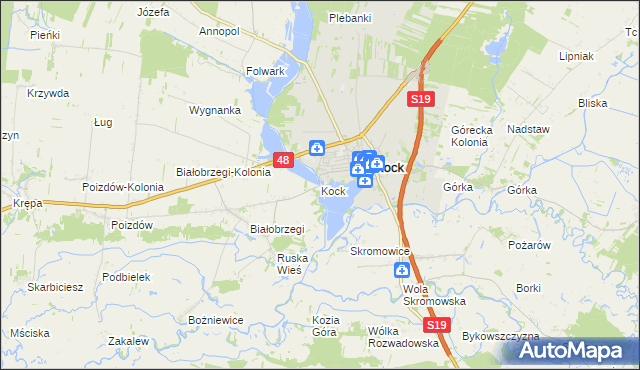 mapa Kock powiat lubartowski, Kock powiat lubartowski na mapie Targeo