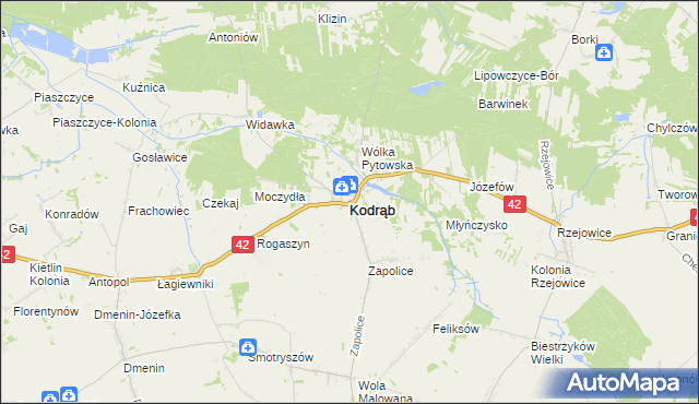 mapa Kodrąb powiat radomszczański, Kodrąb powiat radomszczański na mapie Targeo