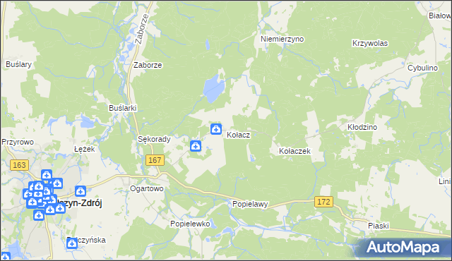 mapa Kołacz gmina Połczyn-Zdrój, Kołacz gmina Połczyn-Zdrój na mapie Targeo