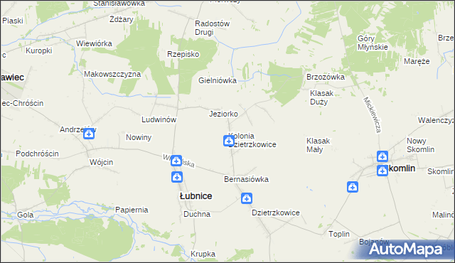 mapa Kolonia Dzietrzkowice, Kolonia Dzietrzkowice na mapie Targeo