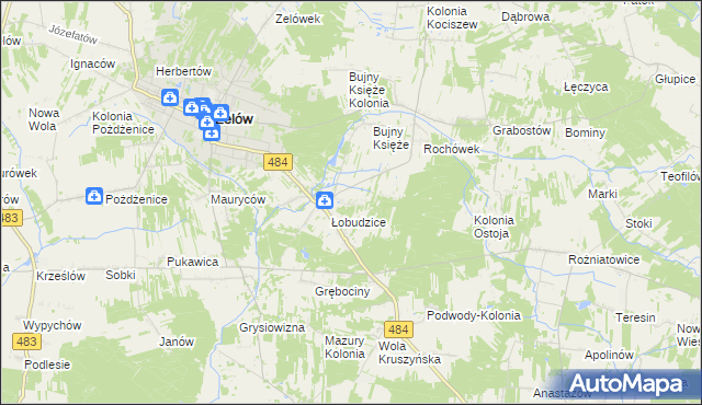 mapa Kolonia Łobudzice, Kolonia Łobudzice na mapie Targeo