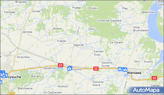 mapa Komorów gmina Wieniawa, Komorów gmina Wieniawa na mapie Targeo