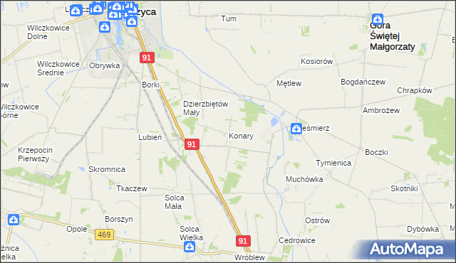 mapa Konary gmina Ozorków, Konary gmina Ozorków na mapie Targeo