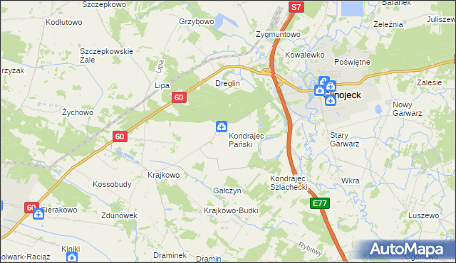 mapa Kondrajec Pański, Kondrajec Pański na mapie Targeo