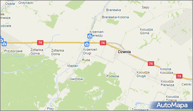 mapa Konstantów gmina Dzwola, Konstantów gmina Dzwola na mapie Targeo