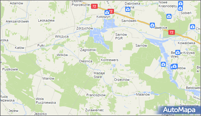 mapa Kontrewers gmina Dalików, Kontrewers gmina Dalików na mapie Targeo