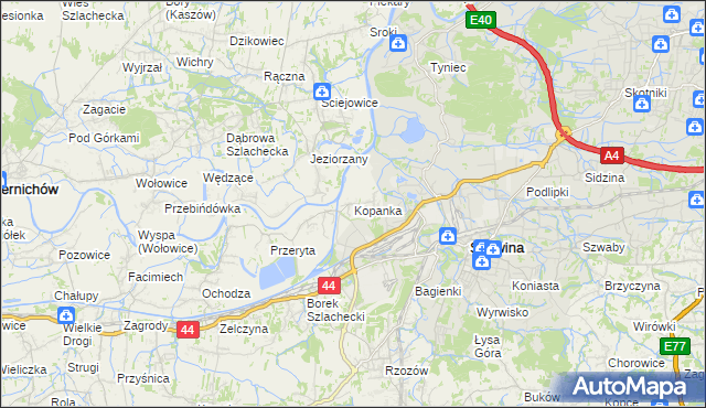 mapa Kopanka gmina Skawina, Kopanka gmina Skawina na mapie Targeo