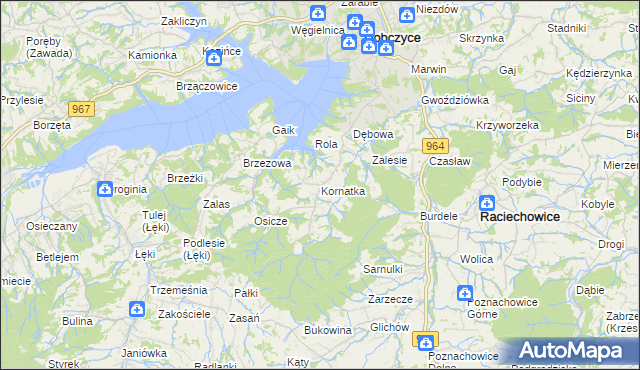 mapa Kornatka gmina Dobczyce, Kornatka gmina Dobczyce na mapie Targeo