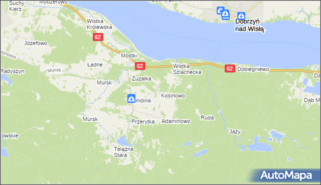 mapa Kosinowo gmina Włocławek, Kosinowo gmina Włocławek na mapie Targeo