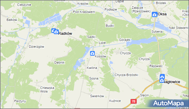 mapa Kossów, Kossów na mapie Targeo