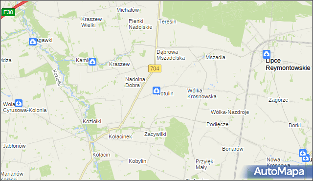 mapa Kotulin gmina Rogów, Kotulin gmina Rogów na mapie Targeo