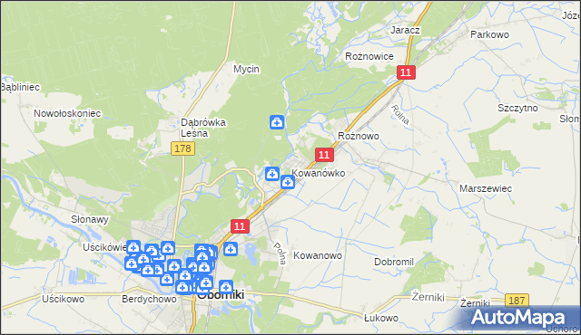 mapa Kowanówko, Kowanówko na mapie Targeo