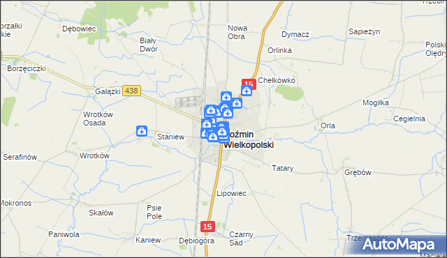 mapa Koźmin Wielkopolski, Koźmin Wielkopolski na mapie Targeo