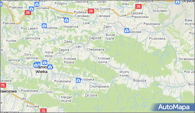 mapa Królowa Górna, Królowa Górna na mapie Targeo