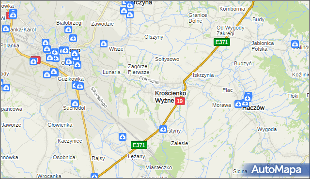 mapa Krościenko Wyżne, Krościenko Wyżne na mapie Targeo