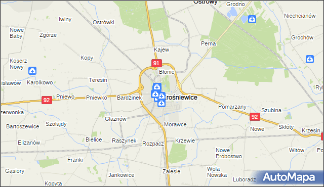 mapa Krośniewice, Krośniewice na mapie Targeo
