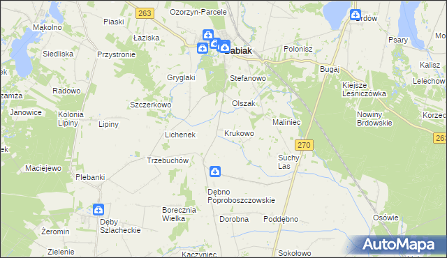 mapa Krukowo gmina Babiak, Krukowo gmina Babiak na mapie Targeo