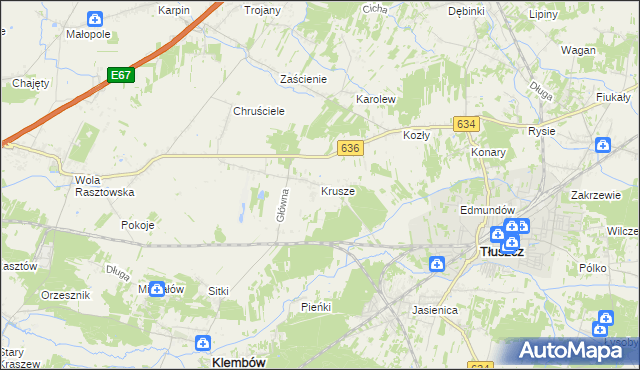 mapa Krusze gmina Klembów, Krusze gmina Klembów na mapie Targeo