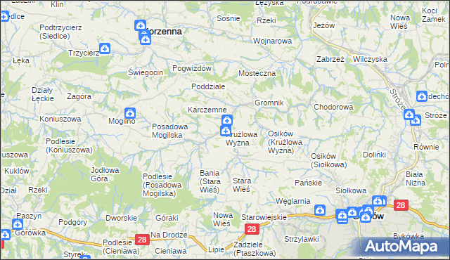 mapa Krużlowa Wyżna, Krużlowa Wyżna na mapie Targeo