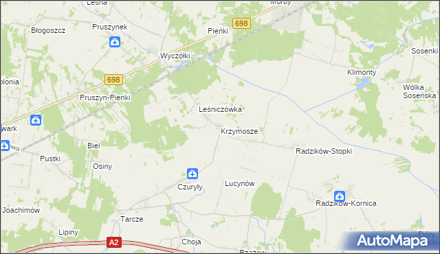 mapa Krzymosze, Krzymosze na mapie Targeo