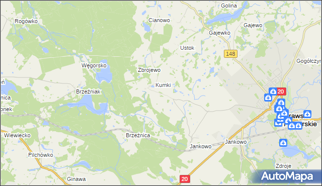 mapa Krzynno, Krzynno na mapie Targeo