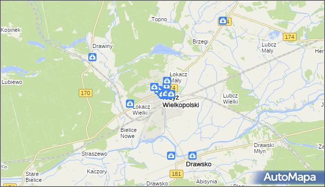 mapa Krzyż Wielkopolski, Krzyż Wielkopolski na mapie Targeo