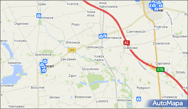 mapa Księża Kępka, Księża Kępka na mapie Targeo