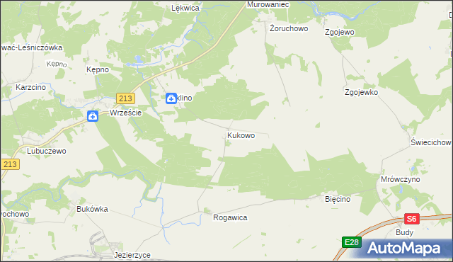 mapa Kukowo gmina Słupsk, Kukowo gmina Słupsk na mapie Targeo
