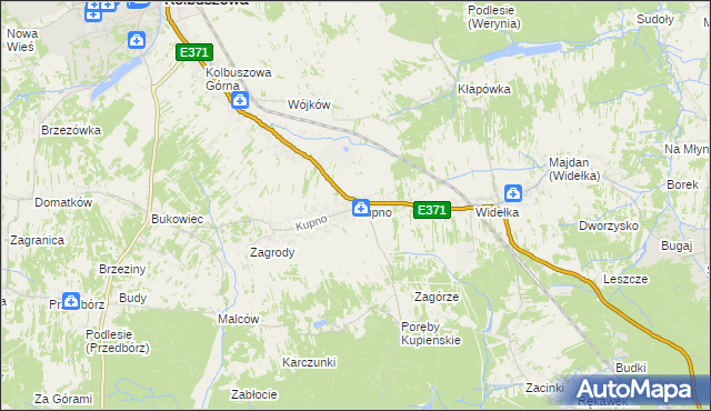 mapa Kupno gmina Kolbuszowa, Kupno gmina Kolbuszowa na mapie Targeo