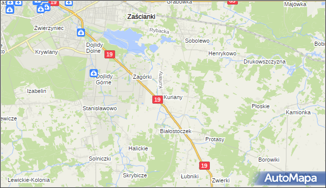 mapa Kuriany gmina Zabłudów, Kuriany gmina Zabłudów na mapie Targeo