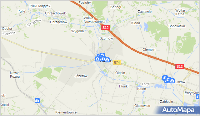 mapa Kurów powiat puławski, Kurów powiat puławski na mapie Targeo