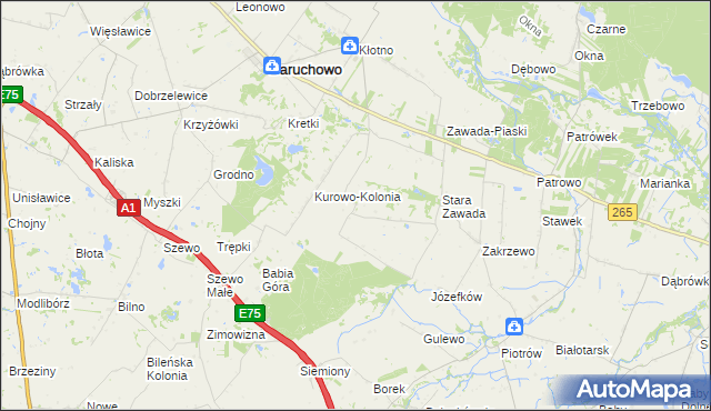 mapa Kurowo-Parcele, Kurowo-Parcele na mapie Targeo