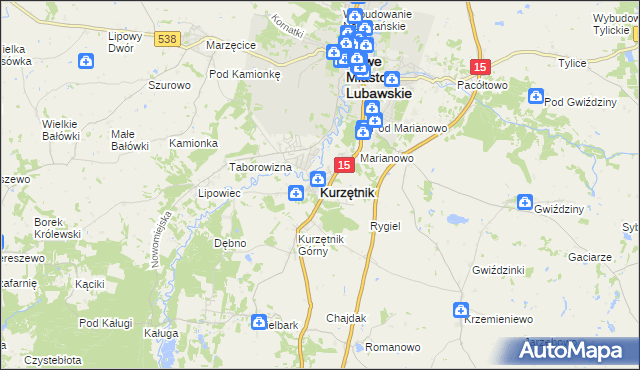 mapa Kurzętnik, Kurzętnik na mapie Targeo