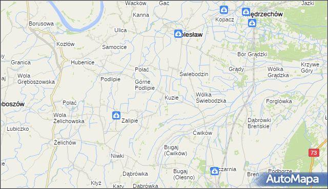 mapa Kuzie gmina Bolesław, Kuzie gmina Bolesław na mapie Targeo