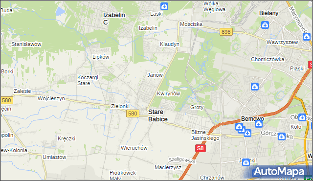 mapa Kwirynów gmina Stare Babice, Kwirynów gmina Stare Babice na mapie Targeo