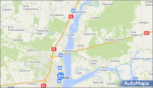 mapa Łacha gmina Serock, Łacha gmina Serock na mapie Targeo