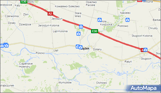 mapa Lądek powiat słupecki, Lądek powiat słupecki na mapie Targeo