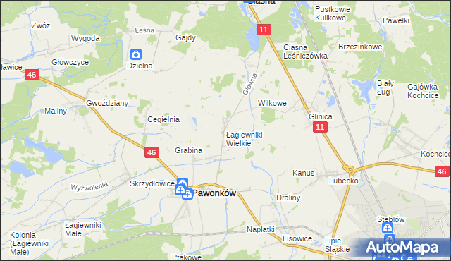 mapa Łagiewniki Wielkie, Łagiewniki Wielkie na mapie Targeo