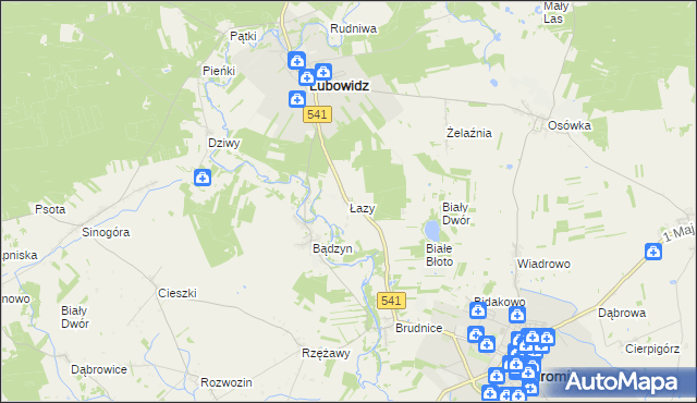 mapa Łazy gmina Lubowidz, Łazy gmina Lubowidz na mapie Targeo