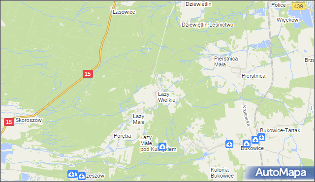 mapa Łazy Wielkie, Łazy Wielkie na mapie Targeo
