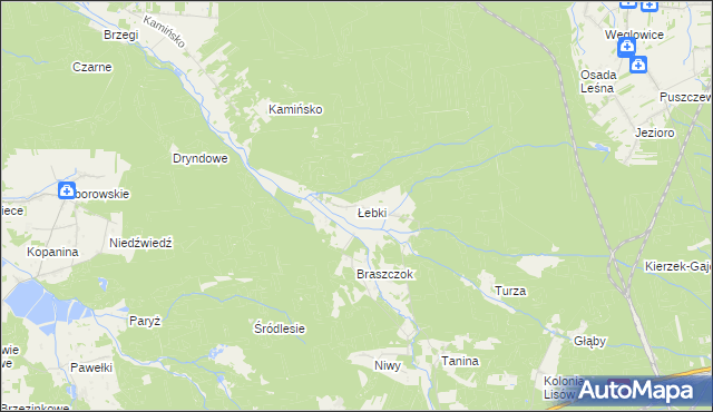 mapa Łebki gmina Herby, Łebki gmina Herby na mapie Targeo