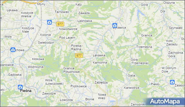 mapa Łękawka, Łękawka na mapie Targeo