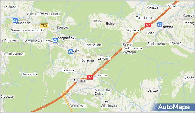 mapa Lekomin, Lekomin na mapie Targeo