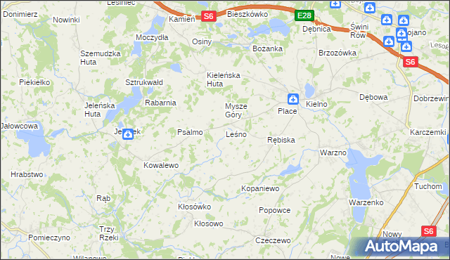 mapa Leśno gmina Szemud, Leśno gmina Szemud na mapie Targeo