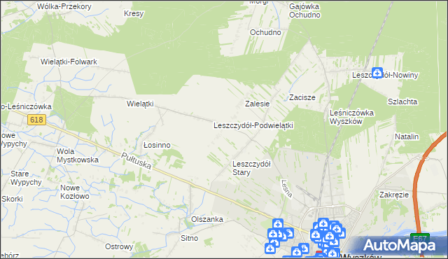 mapa Leszczydół-Działki, Leszczydół-Działki na mapie Targeo