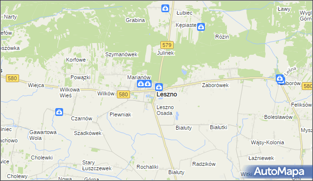 mapa Leszno powiat warszawski zachodni, Leszno powiat warszawski zachodni na mapie Targeo