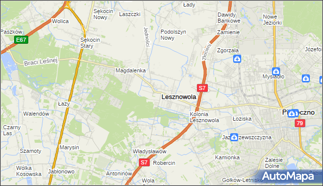 mapa Lesznowola powiat piaseczyński, Lesznowola powiat piaseczyński na mapie Targeo